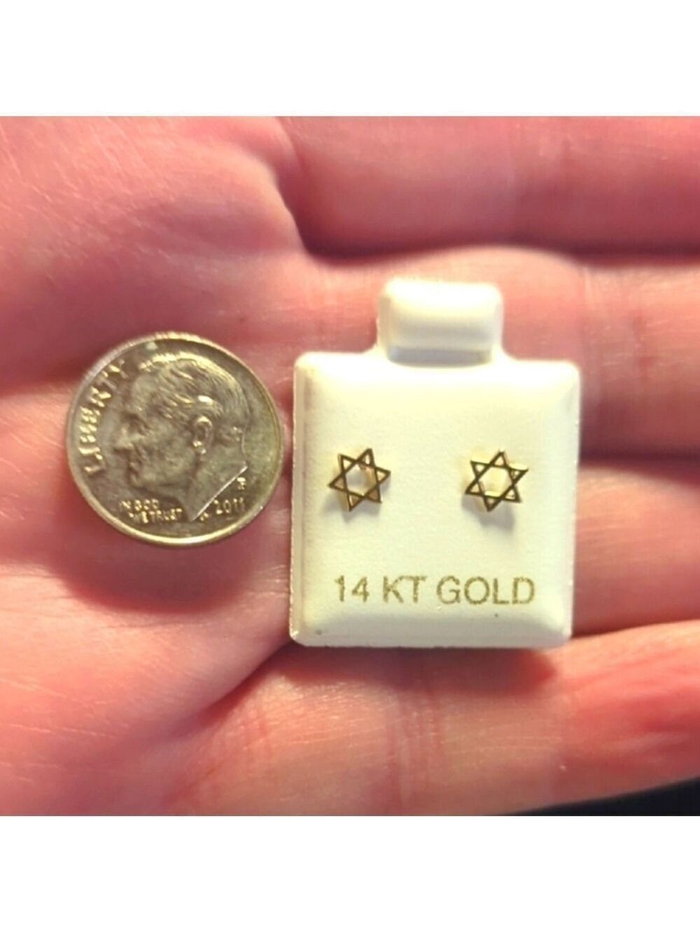 Gold Star of David Earrings - Picture 4 of 4